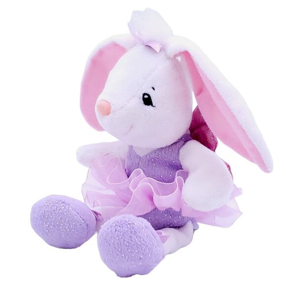 1994 The Petting Zoo White Rabbit Ballerina Beanbag Plush Purple‎ Tutu - Picture 2 of 10